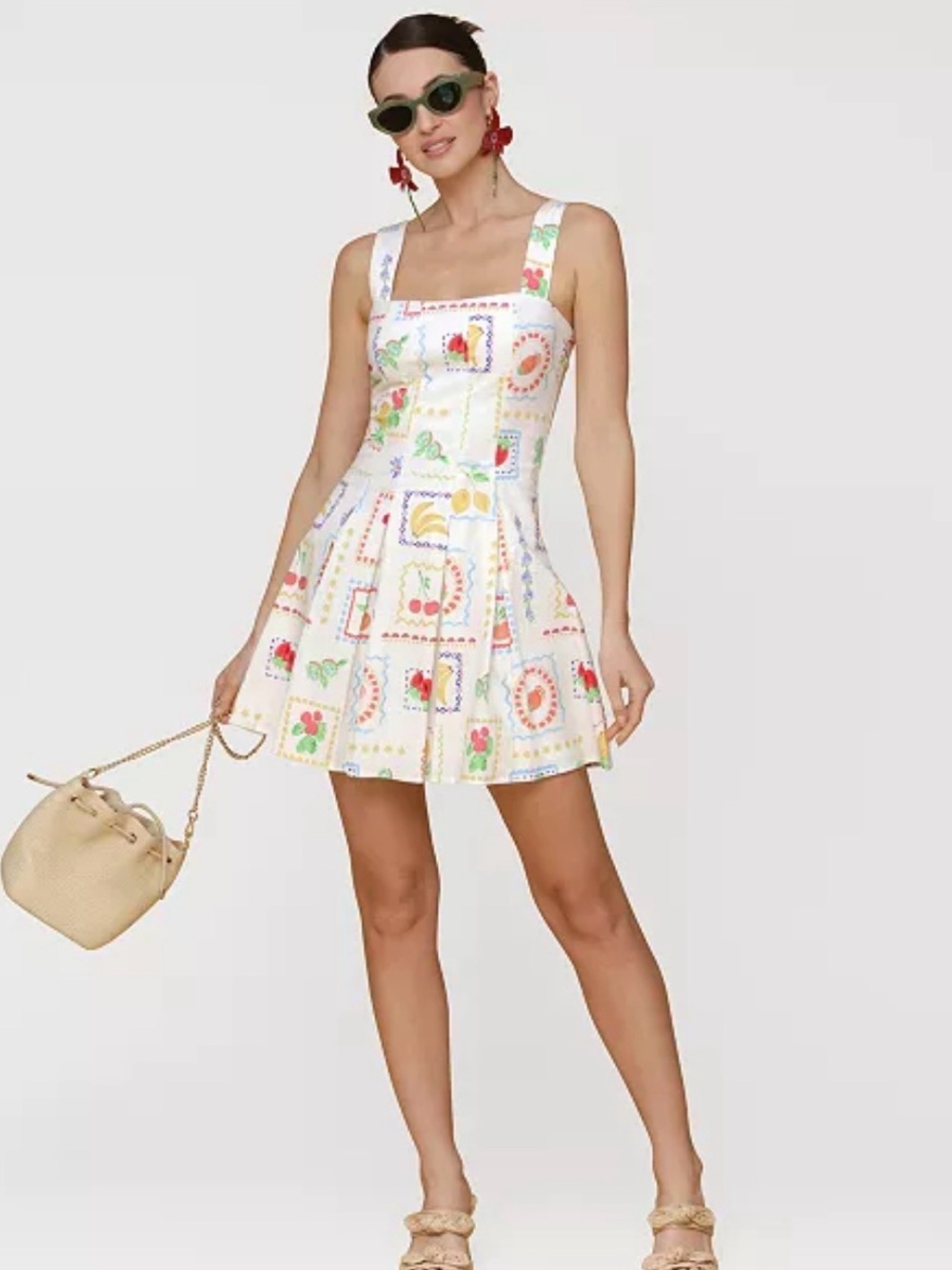 Avec Les Filles Size 6 Sleeveless Fruit-Print Flared Mini Dress